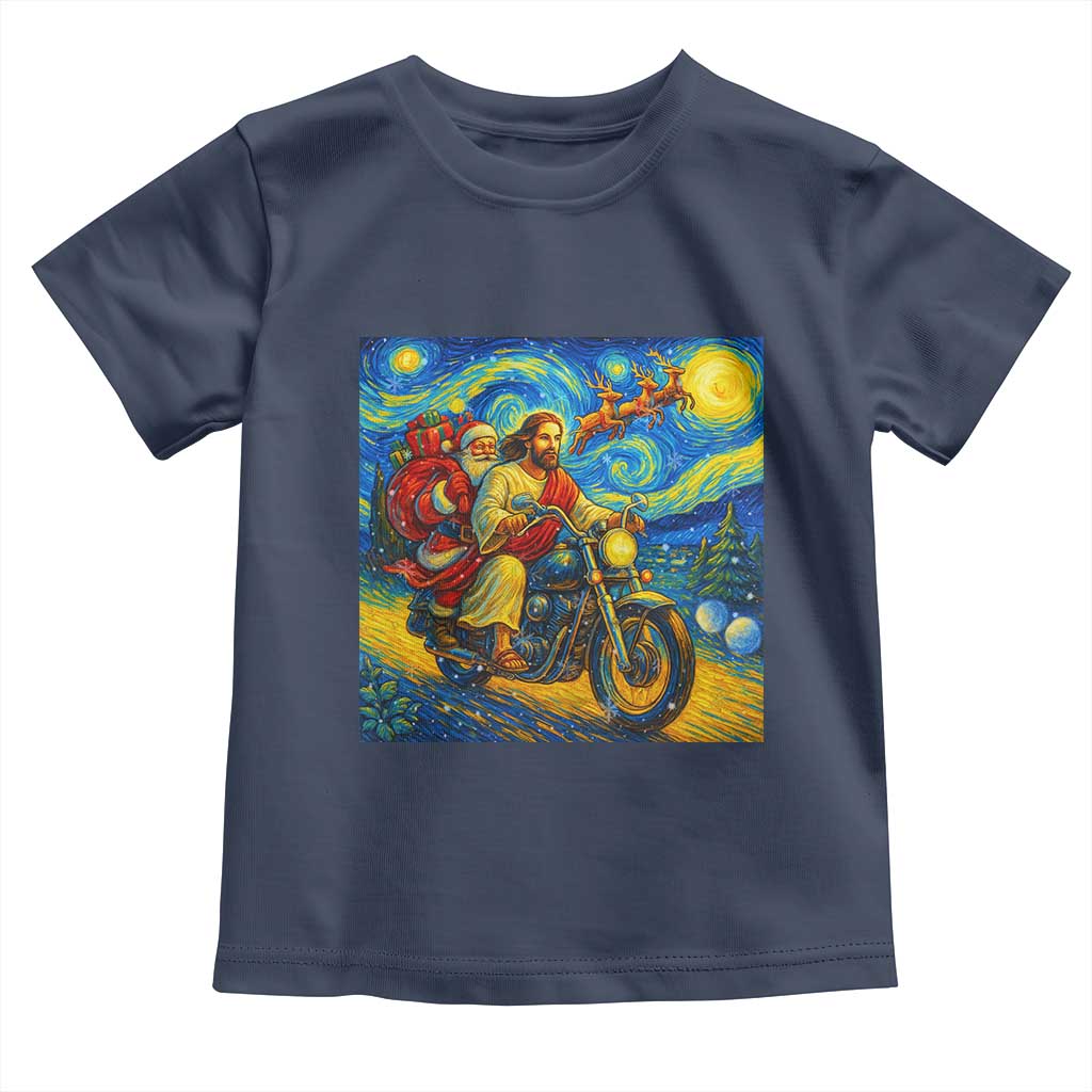Dirt Bike Motocross Toddler T Shirt Jesus Santa Christmas Starry Night - Wonder Print Shop