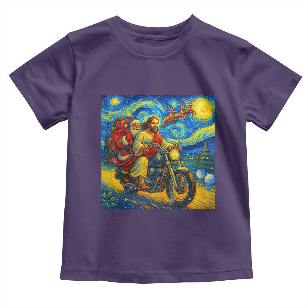 Dirt Bike Motocross Toddler T Shirt Jesus Santa Christmas Starry Night - Wonder Print Shop