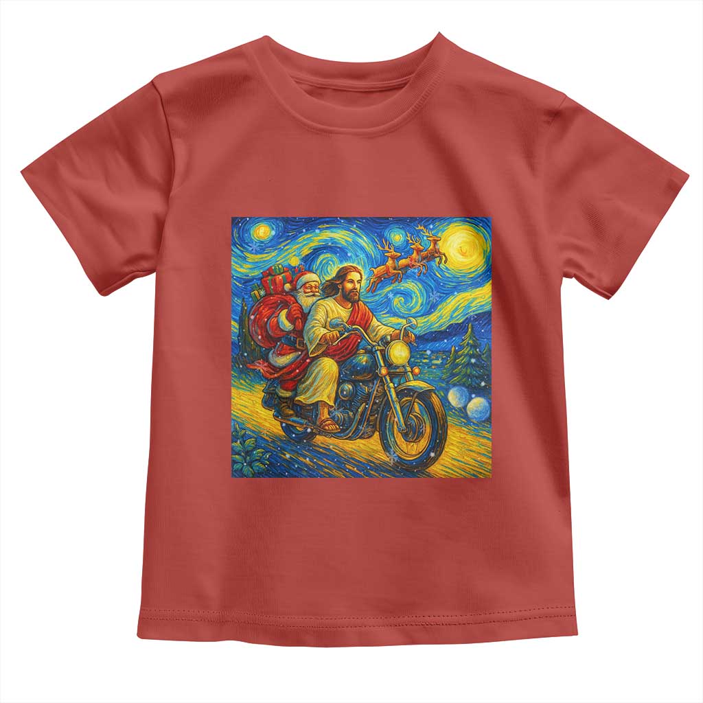 Dirt Bike Motocross Toddler T Shirt Jesus Santa Christmas Starry Night - Wonder Print Shop