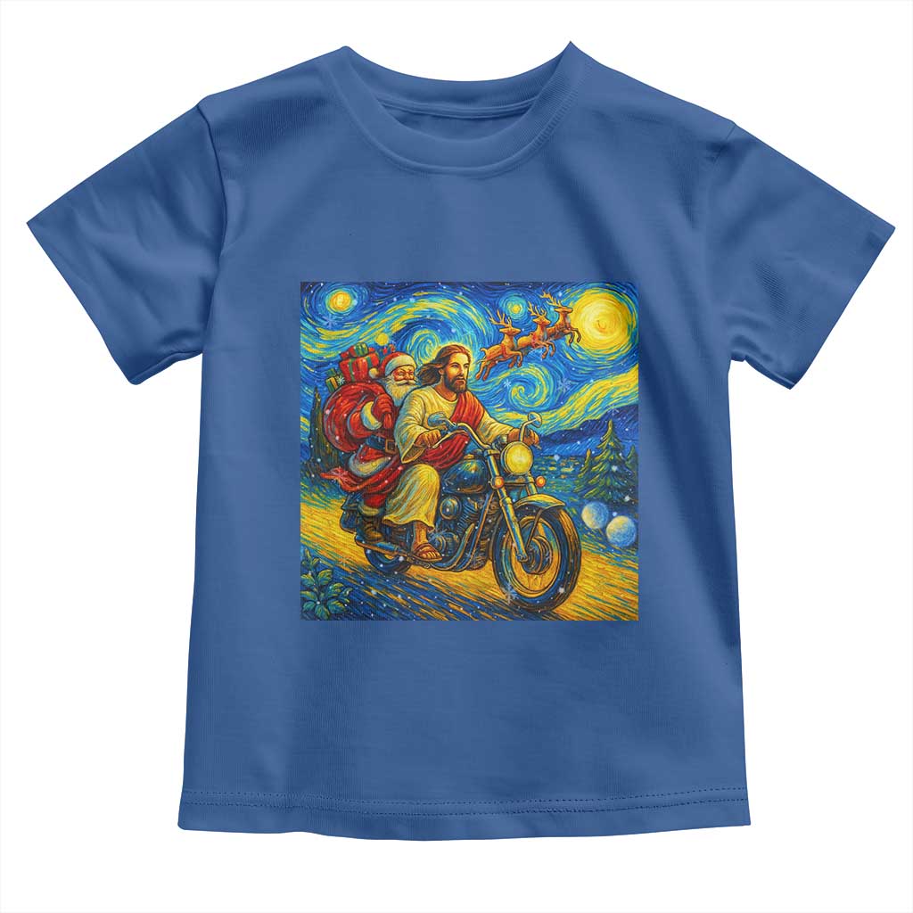 Dirt Bike Motocross Toddler T Shirt Jesus Santa Christmas Starry Night - Wonder Print Shop