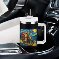 Dirt Bike Motocross Tumbler With Handle Jesus Santa Christmas Starry Night