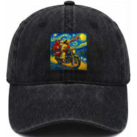 Dirt Bike Motocross Washed Cotton Baseball Cap Jesus Santa Christmas Starry Night