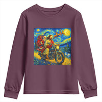 Dirt Bike Motocross Youth Sweatshirt Jesus Santa Christmas Starry Night - Wonder Print Shop