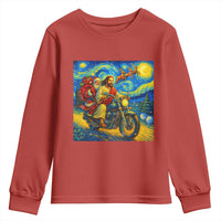 Dirt Bike Motocross Youth Sweatshirt Jesus Santa Christmas Starry Night - Wonder Print Shop