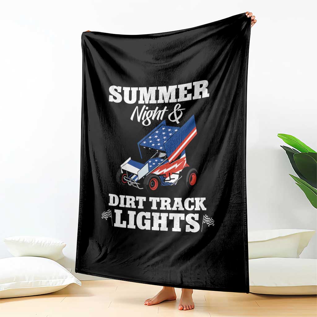 Sprint Car Racing Throw Blanket Summer Nights And Dirt Track Lights - Wonder Print Shop