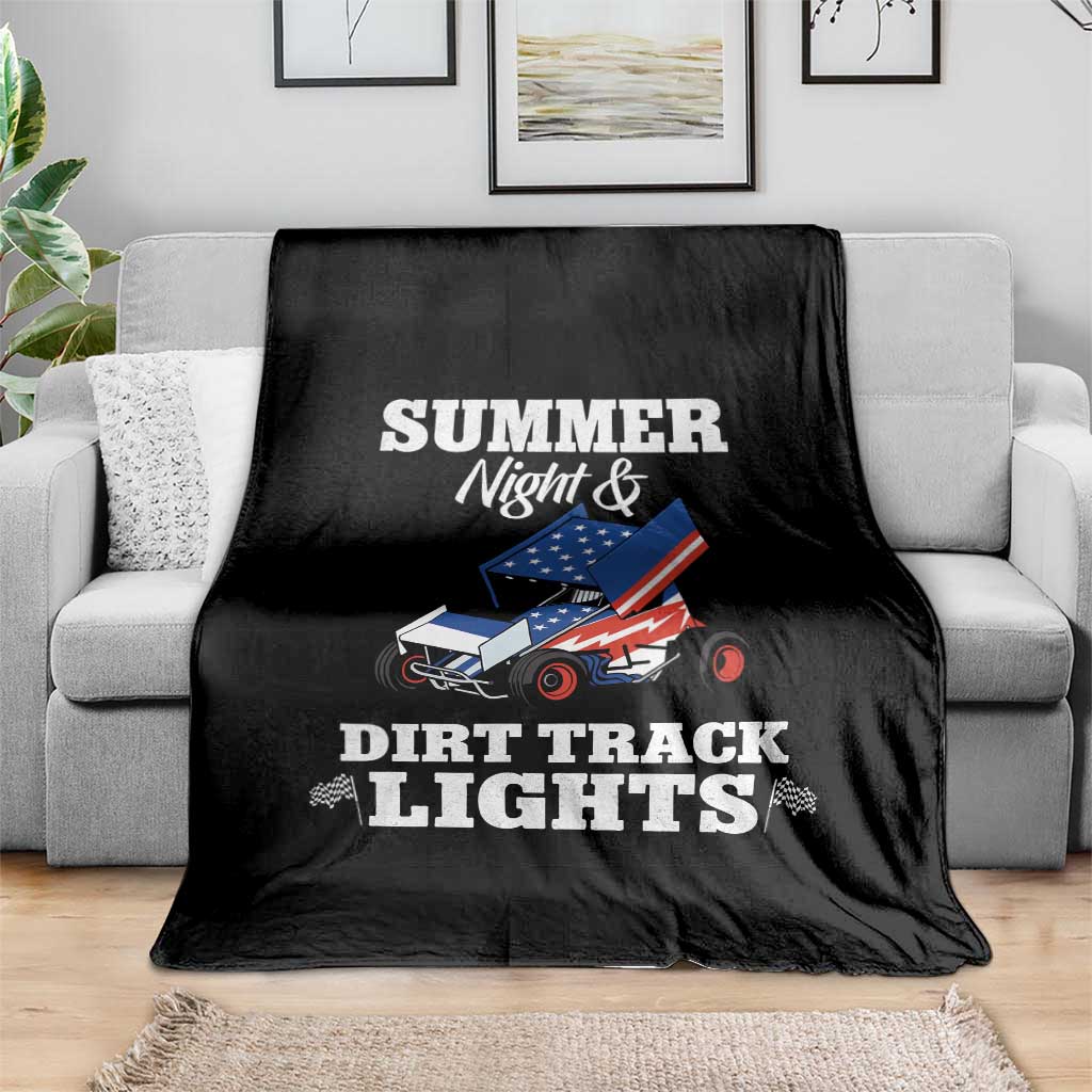 Sprint Car Racing Throw Blanket Summer Nights And Dirt Track Lights - Wonder Print Shop