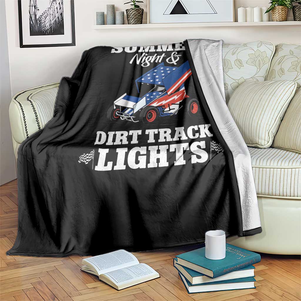 Sprint Car Racing Throw Blanket Summer Nights And Dirt Track Lights - Wonder Print Shop