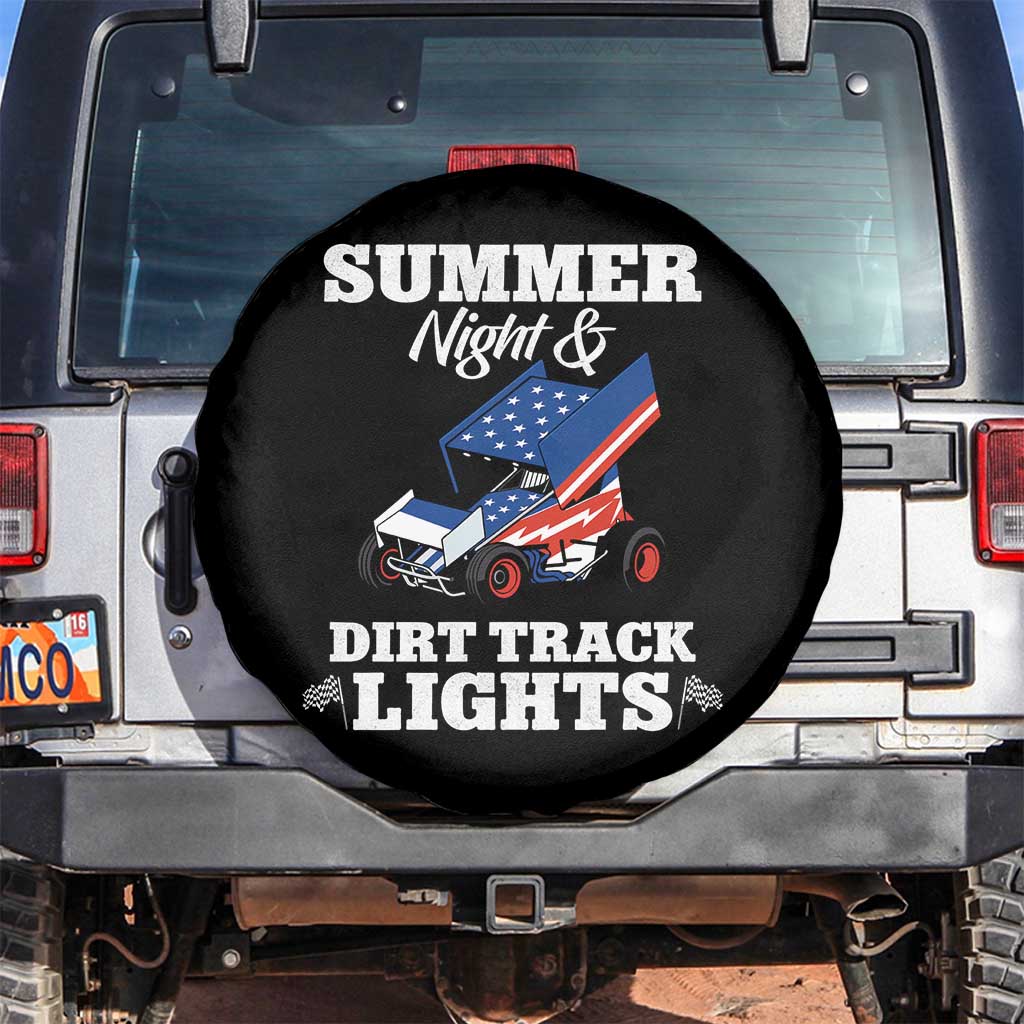 Sprint Car Racing Spare Tire Cover Summer Nights And Dirt Track Lights - Wonder Print Shop
