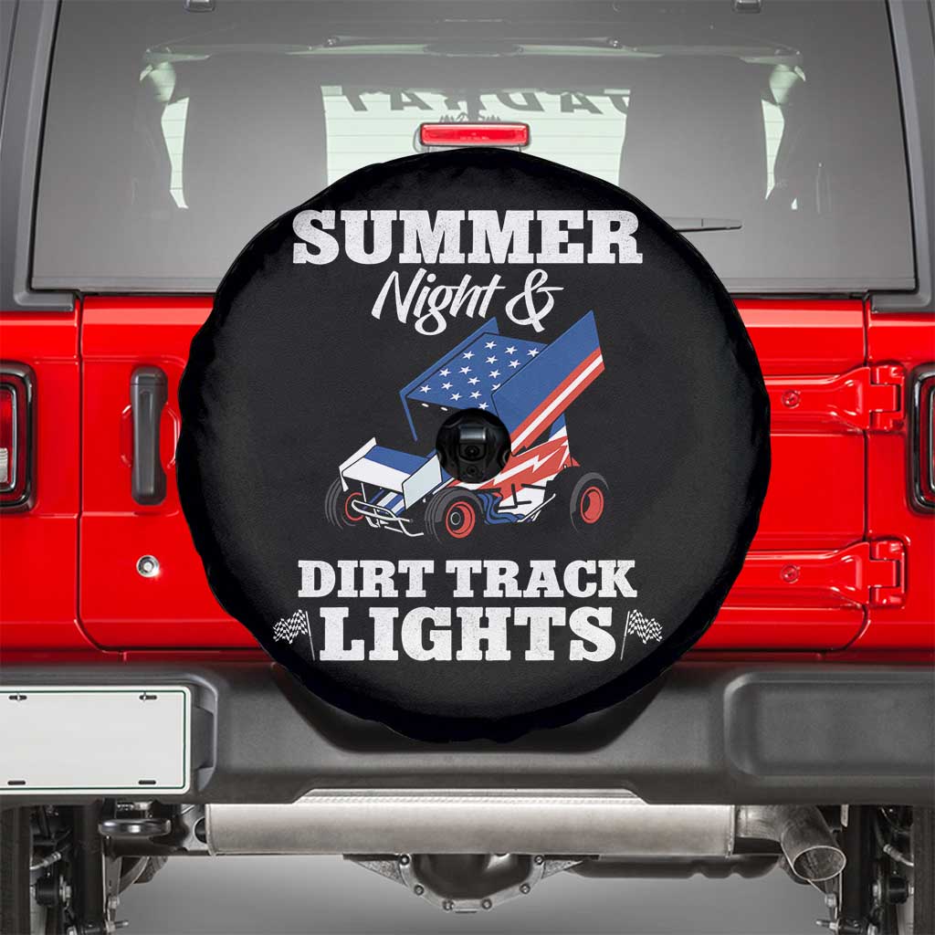 Sprint Car Racing Spare Tire Cover Summer Nights And Dirt Track Lights - Wonder Print Shop