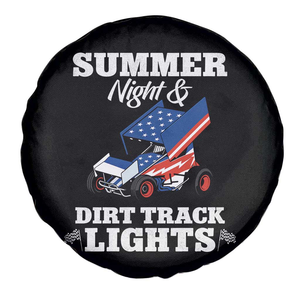 Sprint Car Racing Spare Tire Cover Summer Nights And Dirt Track Lights - Wonder Print Shop