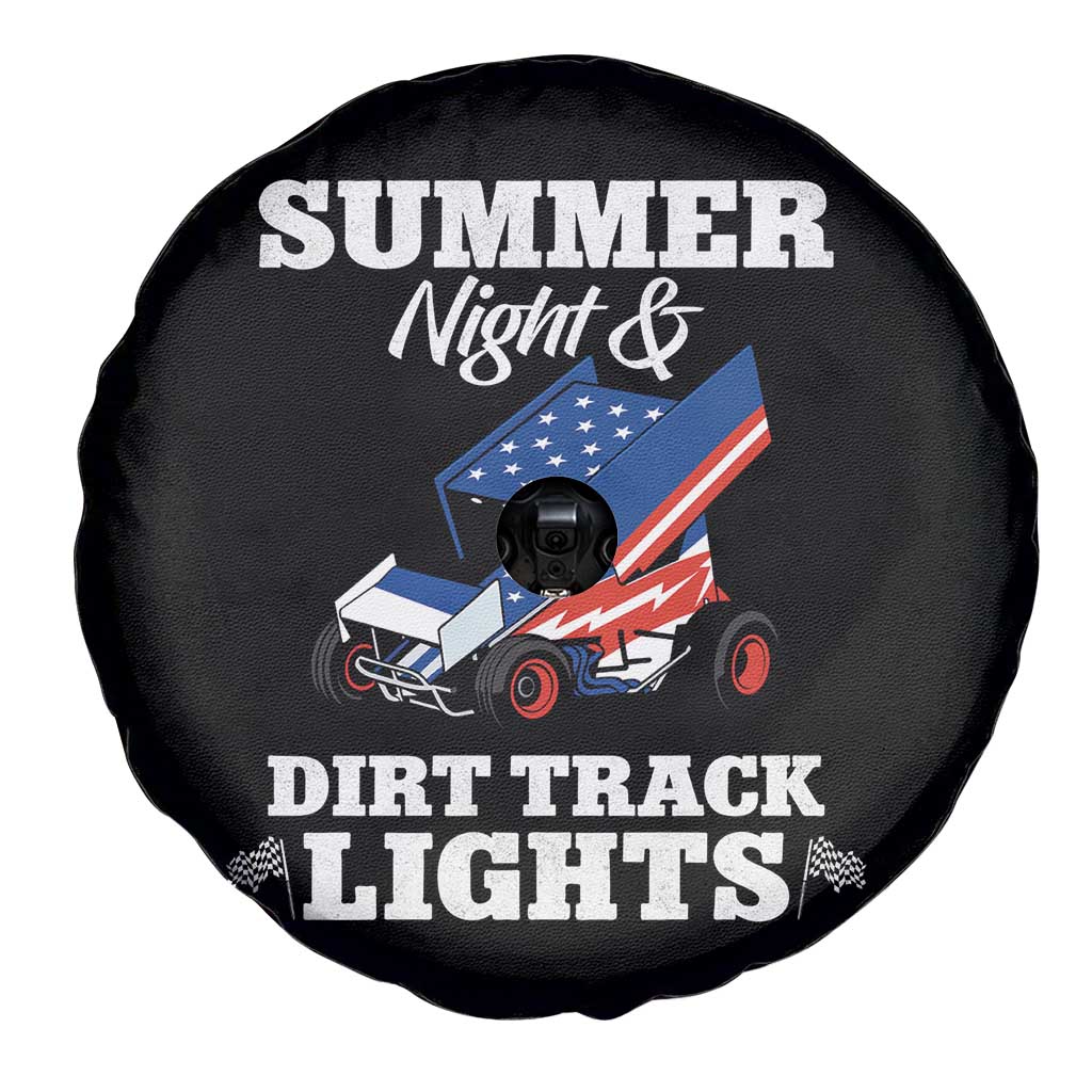Sprint Car Racing Spare Tire Cover Summer Nights And Dirt Track Lights - Wonder Print Shop