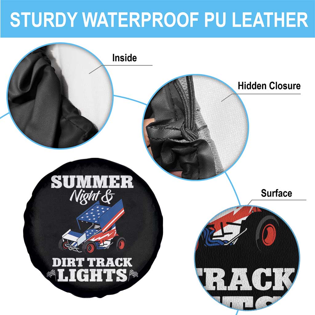 Sprint Car Racing Spare Tire Cover Summer Nights And Dirt Track Lights - Wonder Print Shop