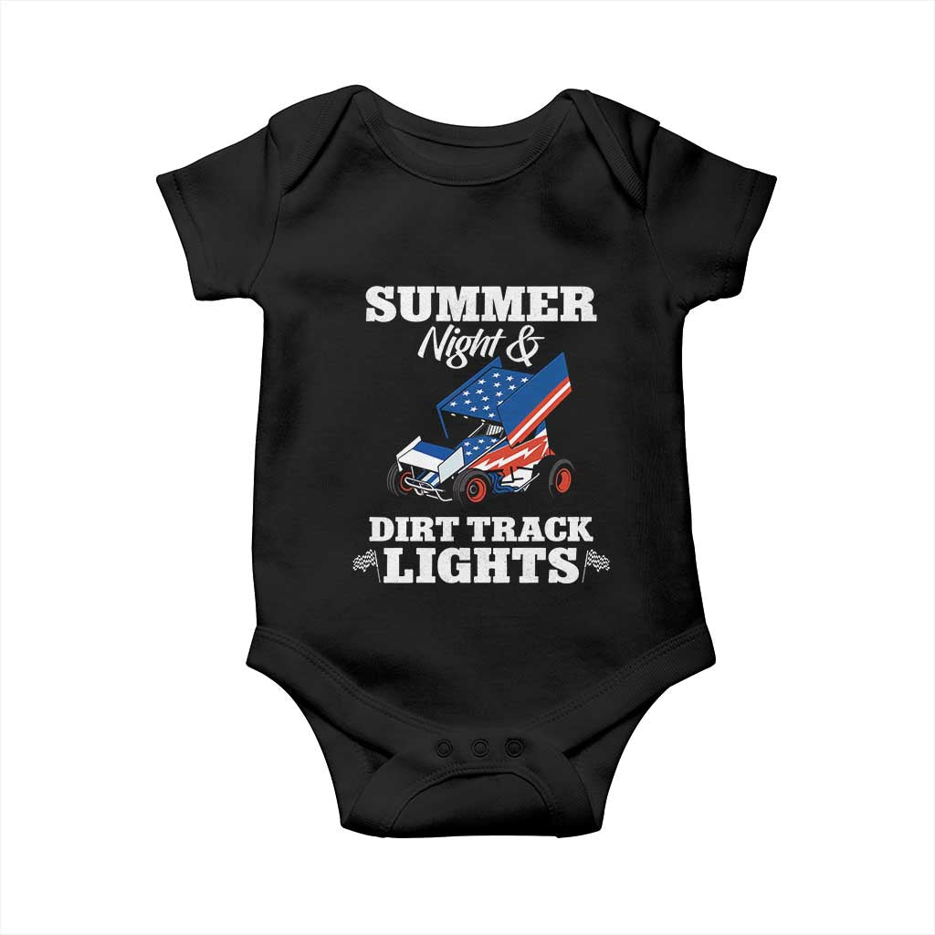 Sprint Car Racing Baby Onesie Summer Nights And Dirt Track Lights - Wonder Print Shop
