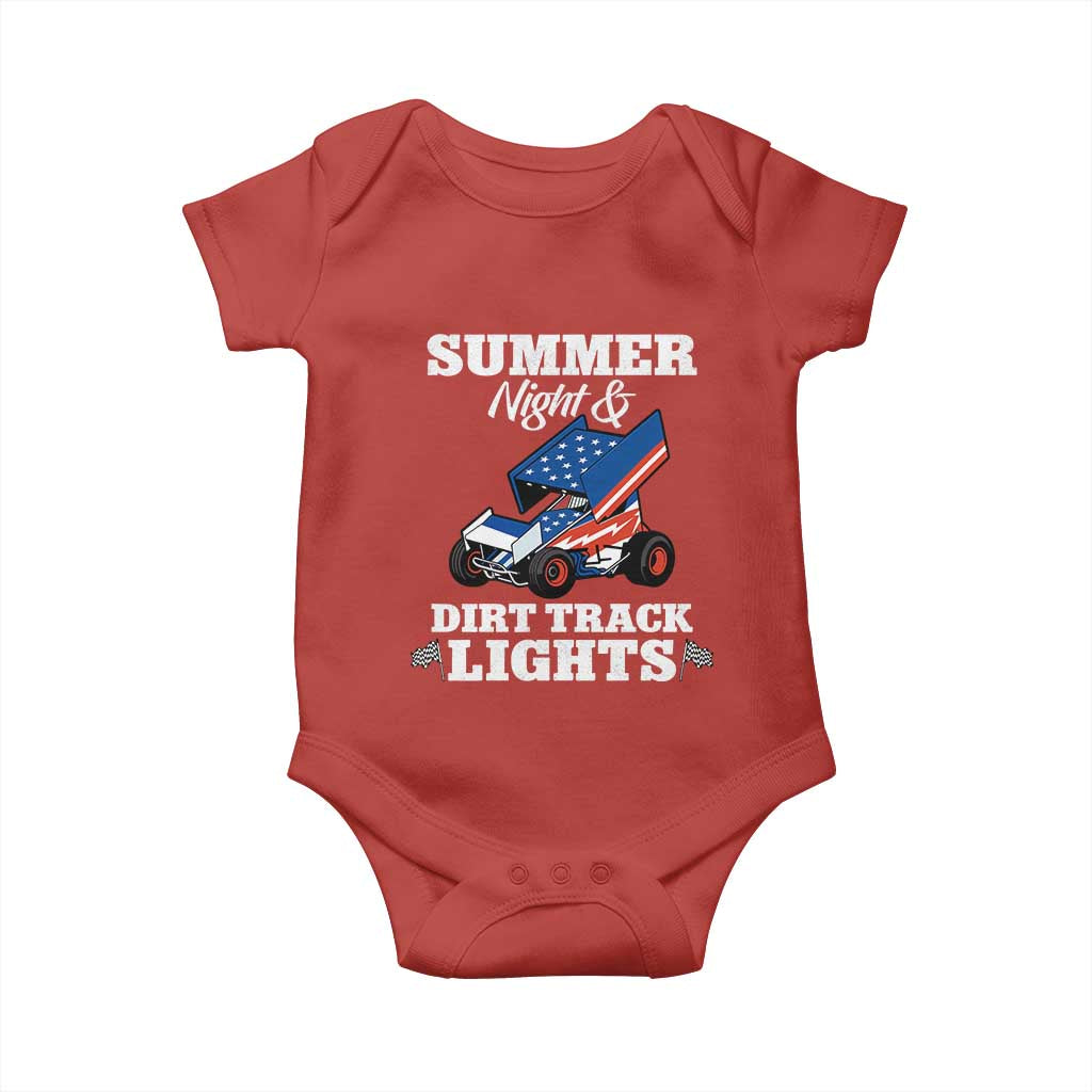 Sprint Car Racing Baby Onesie Summer Nights And Dirt Track Lights - Wonder Print Shop