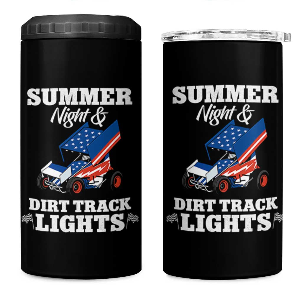 Sprint Car Racing 4 in 1 Can Cooler Tumbler Summer Nights And Dirt Track Lights - Wonder Print Shop