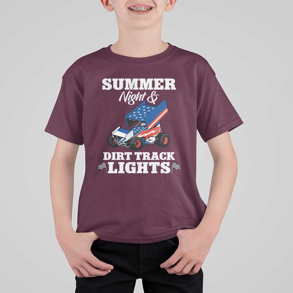 Sprint Car Racing T Shirt For Kid Summer Nights And Dirt Track Lights - Wonder Print Shop