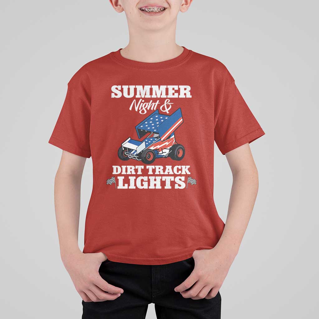 Sprint Car Racing T Shirt For Kid Summer Nights And Dirt Track Lights - Wonder Print Shop