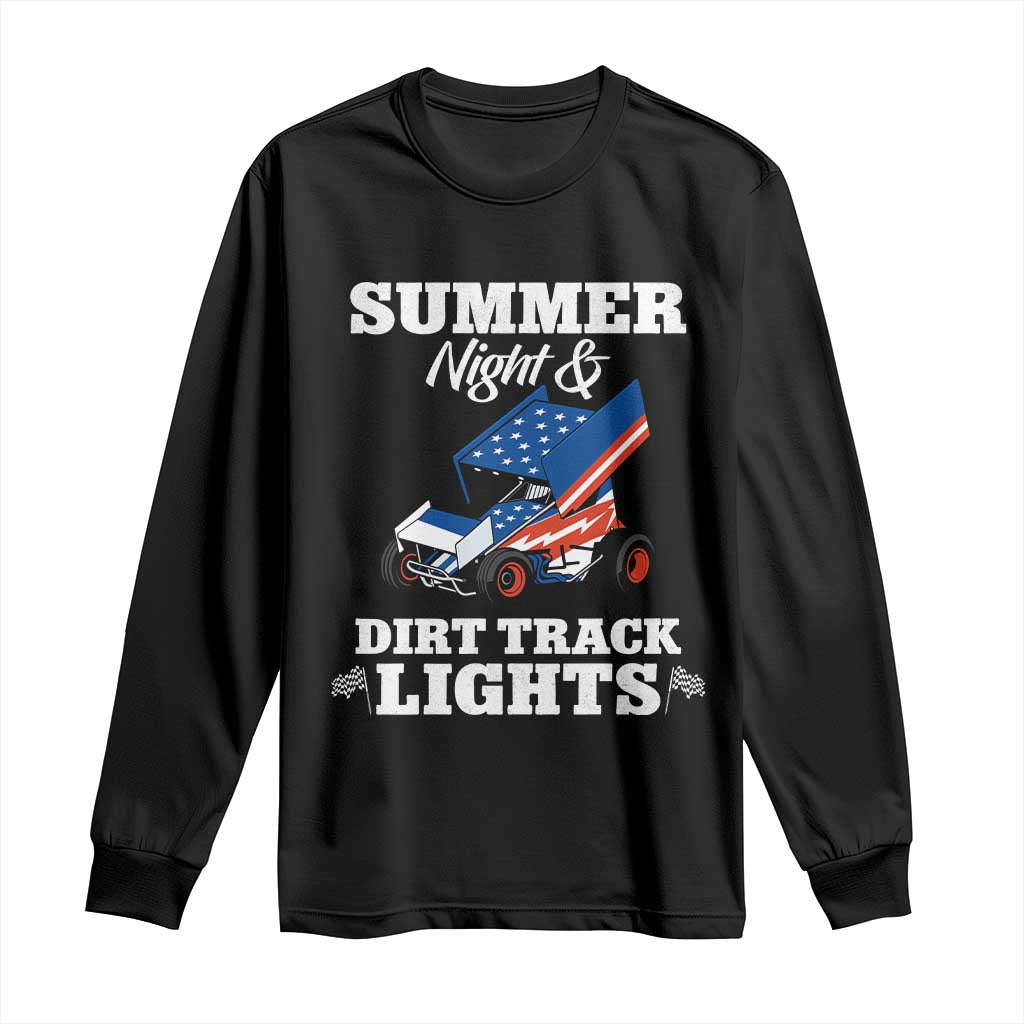 Sprint Car Racing Long Sleeve Shirt Summer Nights And Dirt Track Lights - Wonder Print Shop