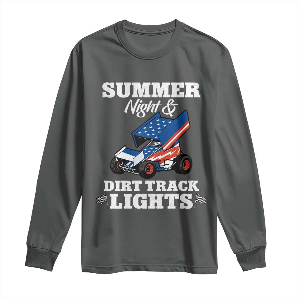Sprint Car Racing Long Sleeve Shirt Summer Nights And Dirt Track Lights - Wonder Print Shop