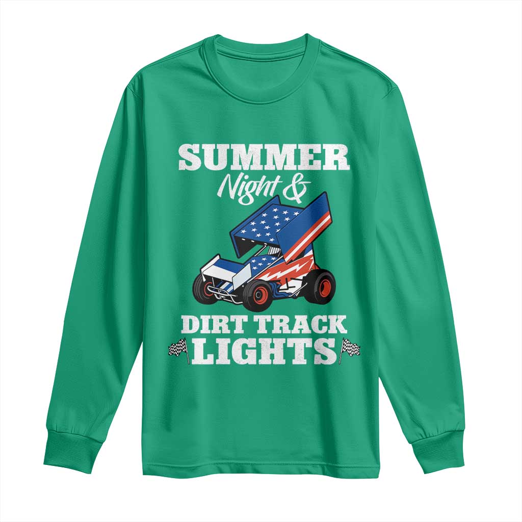 Sprint Car Racing Long Sleeve Shirt Summer Nights And Dirt Track Lights - Wonder Print Shop