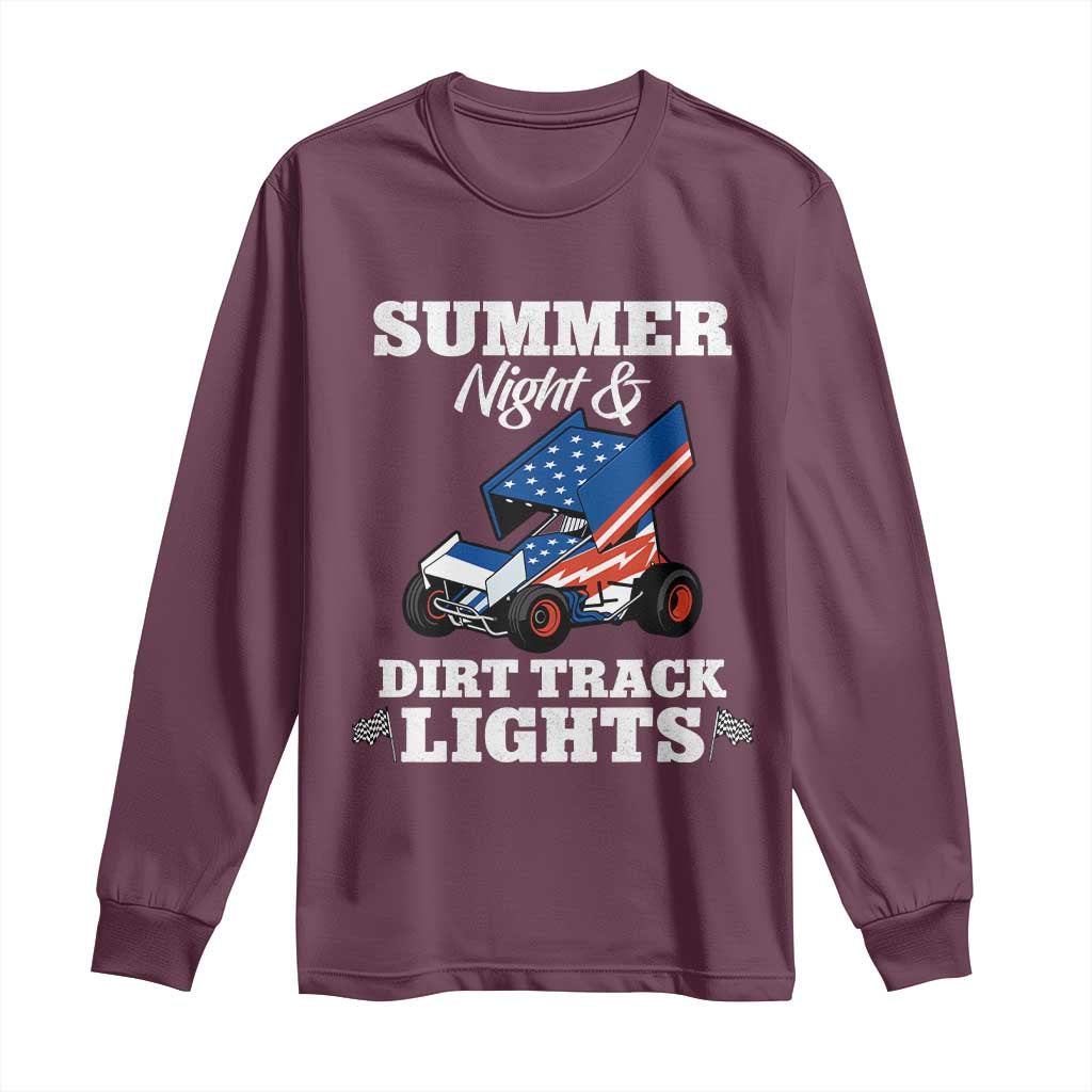 Sprint Car Racing Long Sleeve Shirt Summer Nights And Dirt Track Lights - Wonder Print Shop