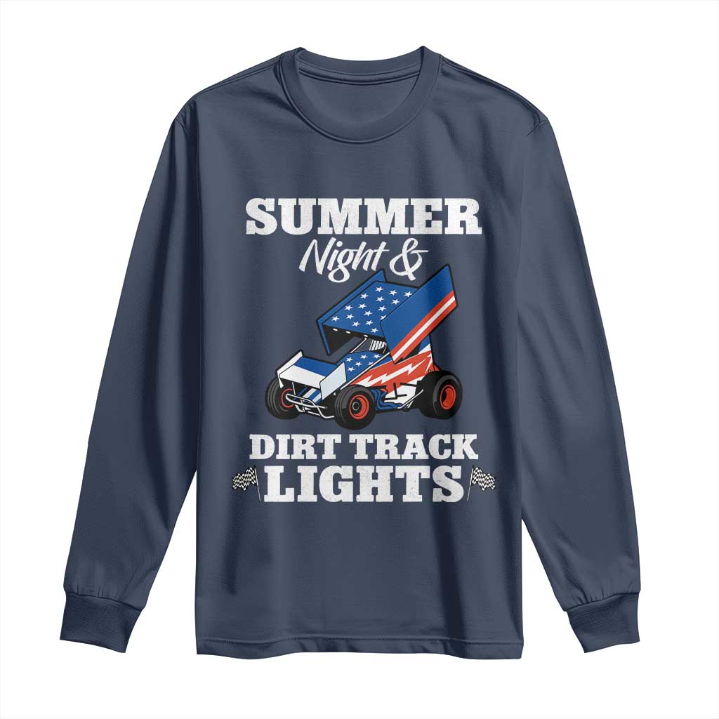 Sprint Car Racing Long Sleeve Shirt Summer Nights And Dirt Track Lights - Wonder Print Shop