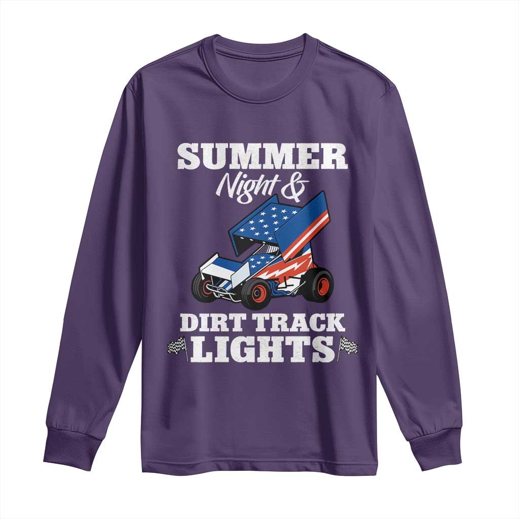 Sprint Car Racing Long Sleeve Shirt Summer Nights And Dirt Track Lights - Wonder Print Shop
