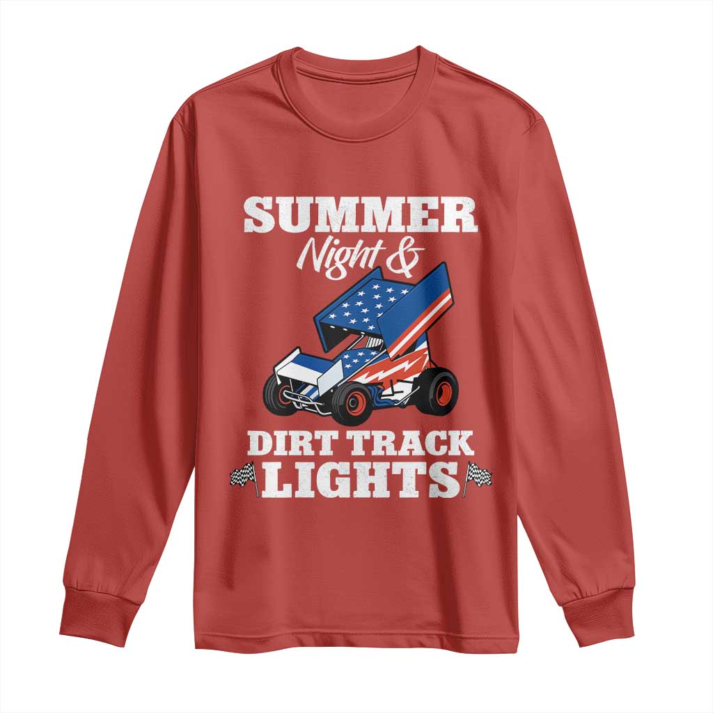 Sprint Car Racing Long Sleeve Shirt Summer Nights And Dirt Track Lights - Wonder Print Shop