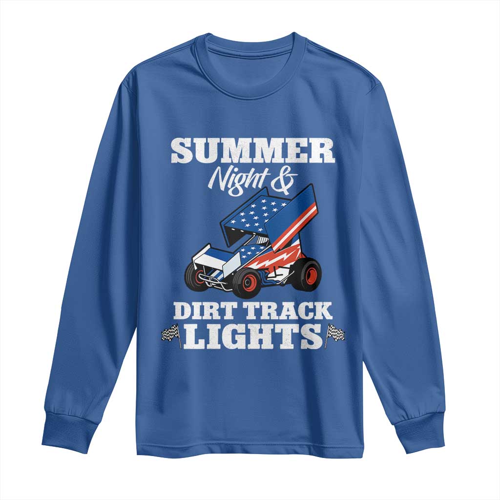 Sprint Car Racing Long Sleeve Shirt Summer Nights And Dirt Track Lights - Wonder Print Shop