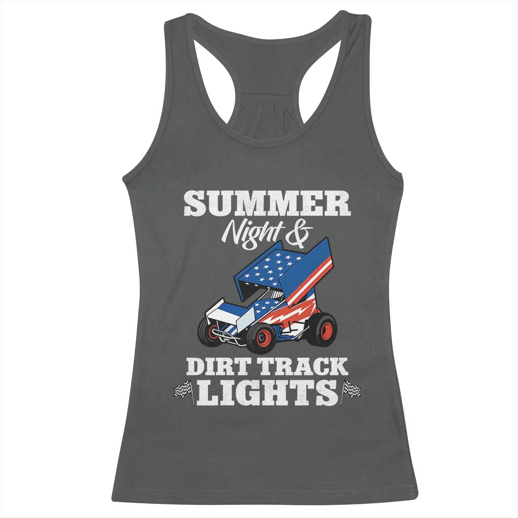 Sprint Car Racing Racerback Tank Top Summer Nights And Dirt Track Lights - Wonder Print Shop