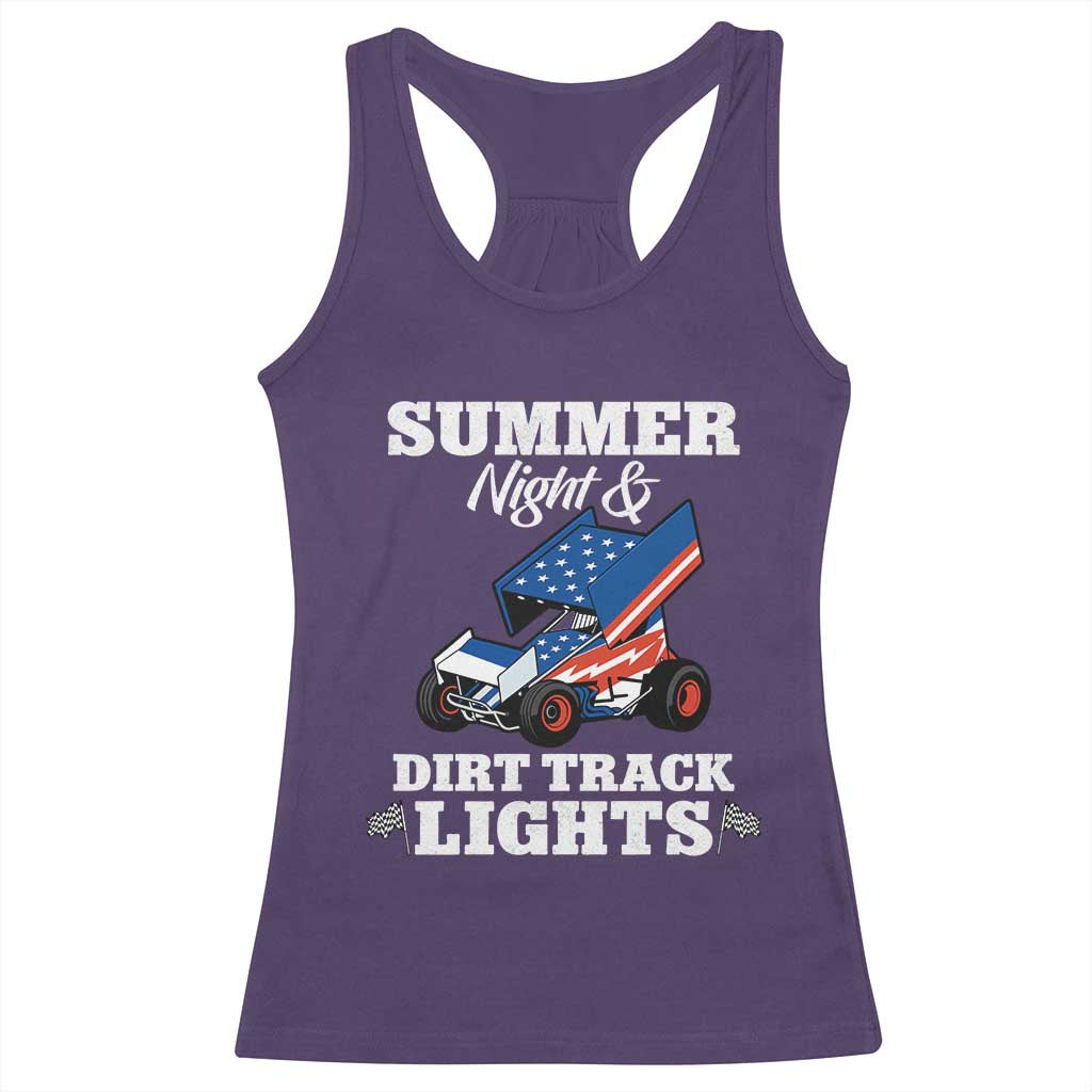 Sprint Car Racing Racerback Tank Top Summer Nights And Dirt Track Lights - Wonder Print Shop