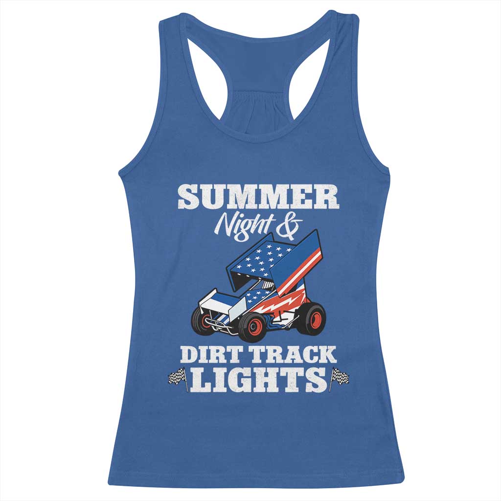 Sprint Car Racing Racerback Tank Top Summer Nights And Dirt Track Lights - Wonder Print Shop
