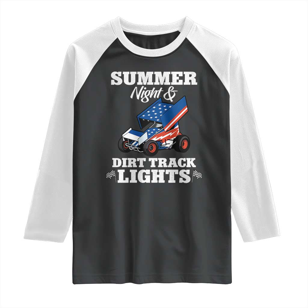 Sprint Car Racing Raglan Shirt Summer Nights And Dirt Track Lights - undefined