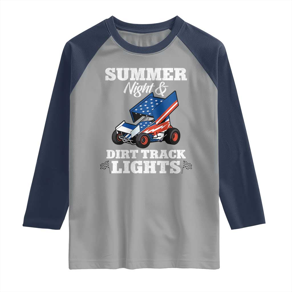 Sprint Car Racing Raglan Shirt Summer Nights And Dirt Track Lights - undefined