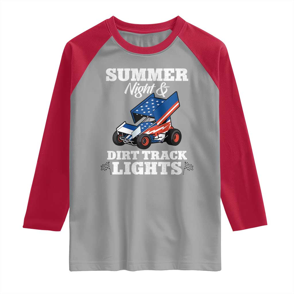 Sprint Car Racing Raglan Shirt Summer Nights And Dirt Track Lights - undefined