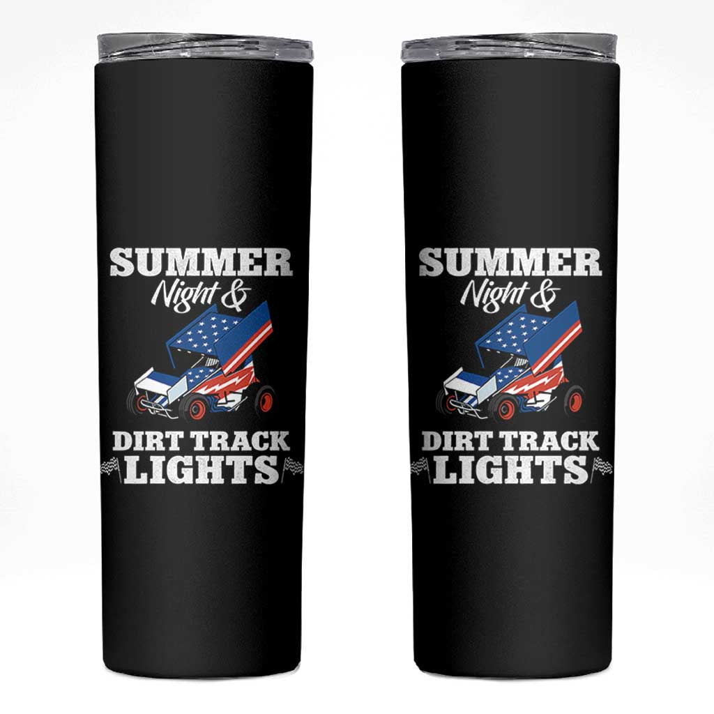 Sprint Car Racing Skinny Tumbler Summer Nights And Dirt Track Lights - Wonder Print Shop