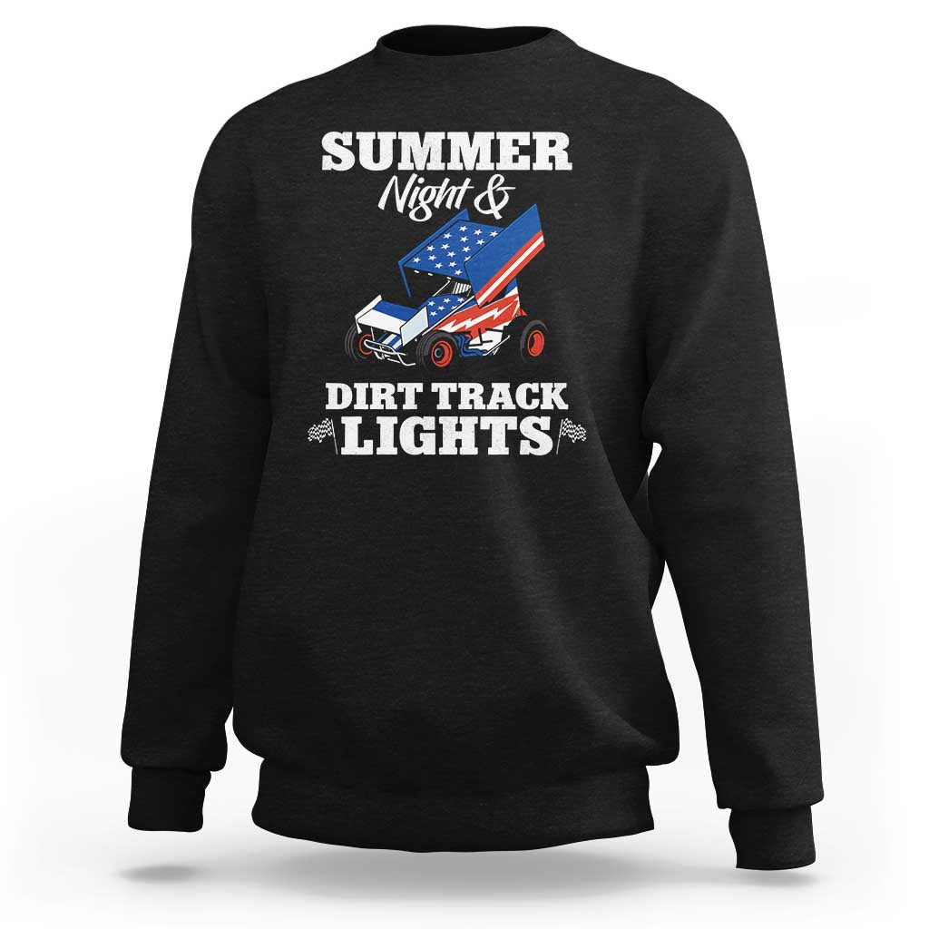 Sprint Car Racing Sweatshirt Summer Nights And Dirt Track Lights - Wonder Print Shop