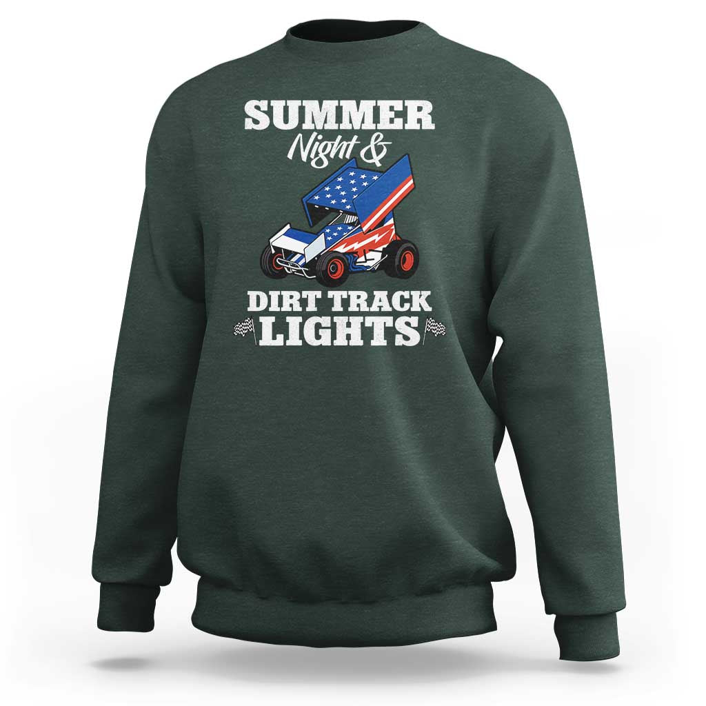 Sprint Car Racing Sweatshirt Summer Nights And Dirt Track Lights - Wonder Print Shop