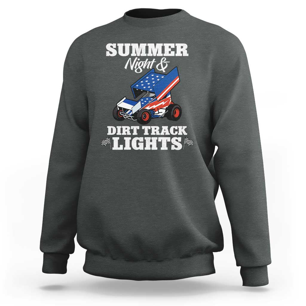 Sprint Car Racing Sweatshirt Summer Nights And Dirt Track Lights - Wonder Print Shop