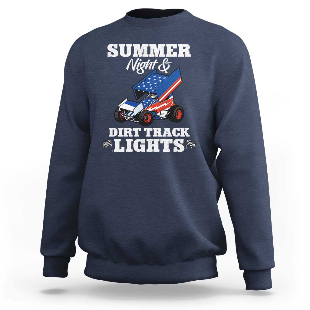 Sprint Car Racing Sweatshirt Summer Nights And Dirt Track Lights - Wonder Print Shop