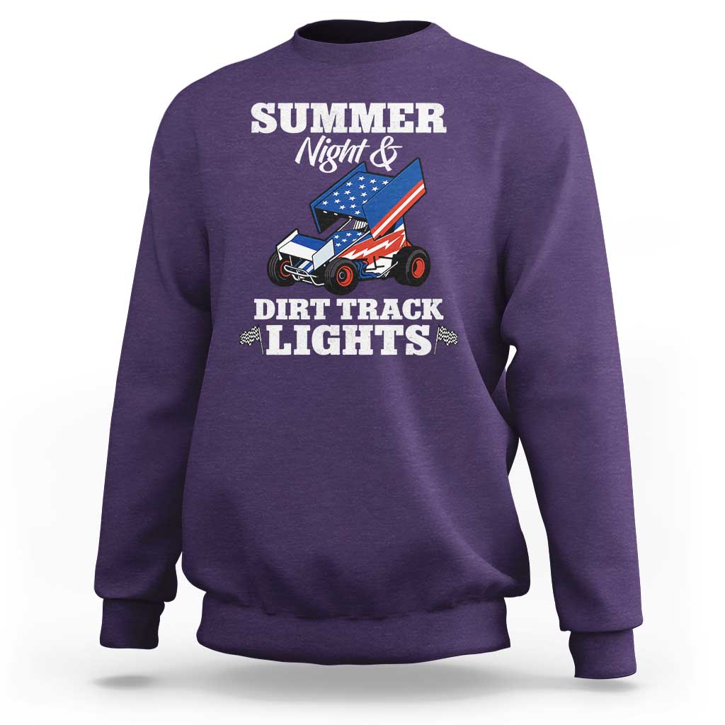 Sprint Car Racing Sweatshirt Summer Nights And Dirt Track Lights - Wonder Print Shop
