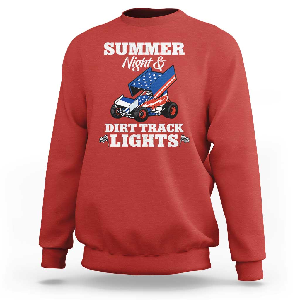 Sprint Car Racing Sweatshirt Summer Nights And Dirt Track Lights - Wonder Print Shop