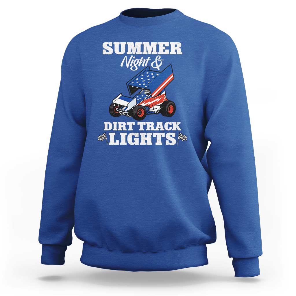 Sprint Car Racing Sweatshirt Summer Nights And Dirt Track Lights - Wonder Print Shop