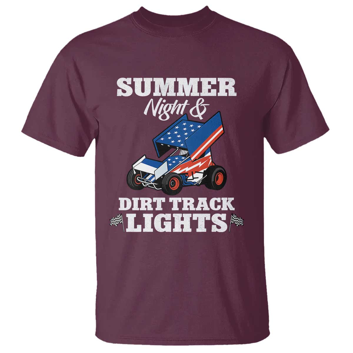 Sprint Car Racing T Shirt Summer Nights And Dirt Track Lights - Wonder Print Shop