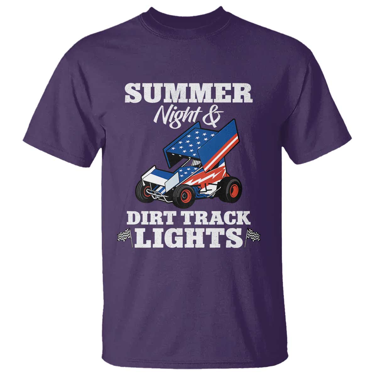Sprint Car Racing T Shirt Summer Nights And Dirt Track Lights - Wonder Print Shop