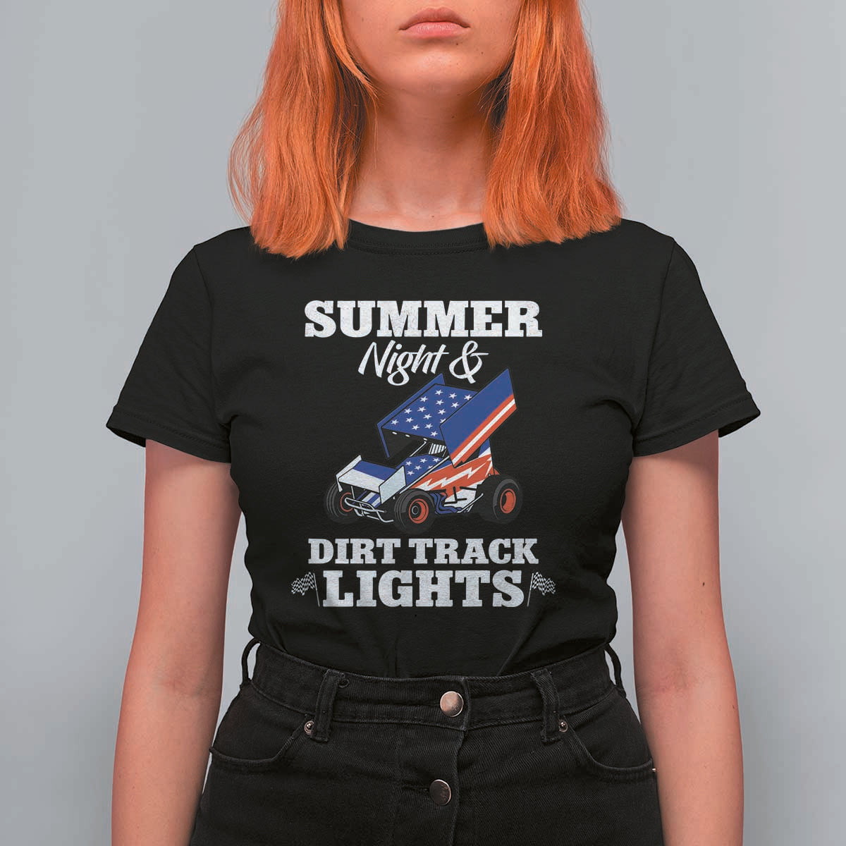 Sprint Car Racing T Shirt For Women Summer Nights And Dirt Track Lights - Wonder Print Shop