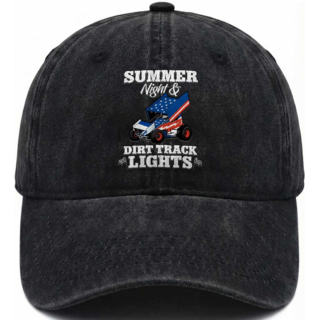 Sprint Car Racing Washed Cotton Baseball Cap Summer Nights And Dirt Track Lights