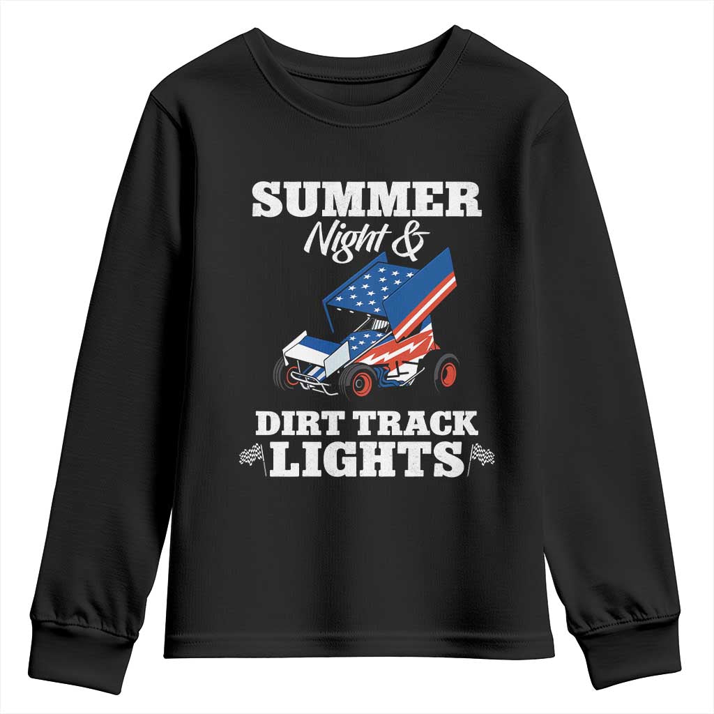 Sprint Car Racing Youth Sweatshirt Summer Nights And Dirt Track Lights - Wonder Print Shop