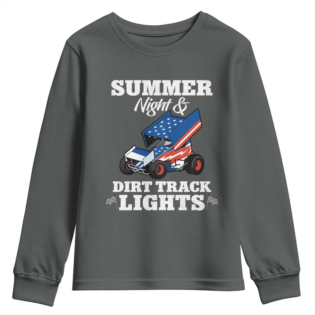 Sprint Car Racing Youth Sweatshirt Summer Nights And Dirt Track Lights - Wonder Print Shop