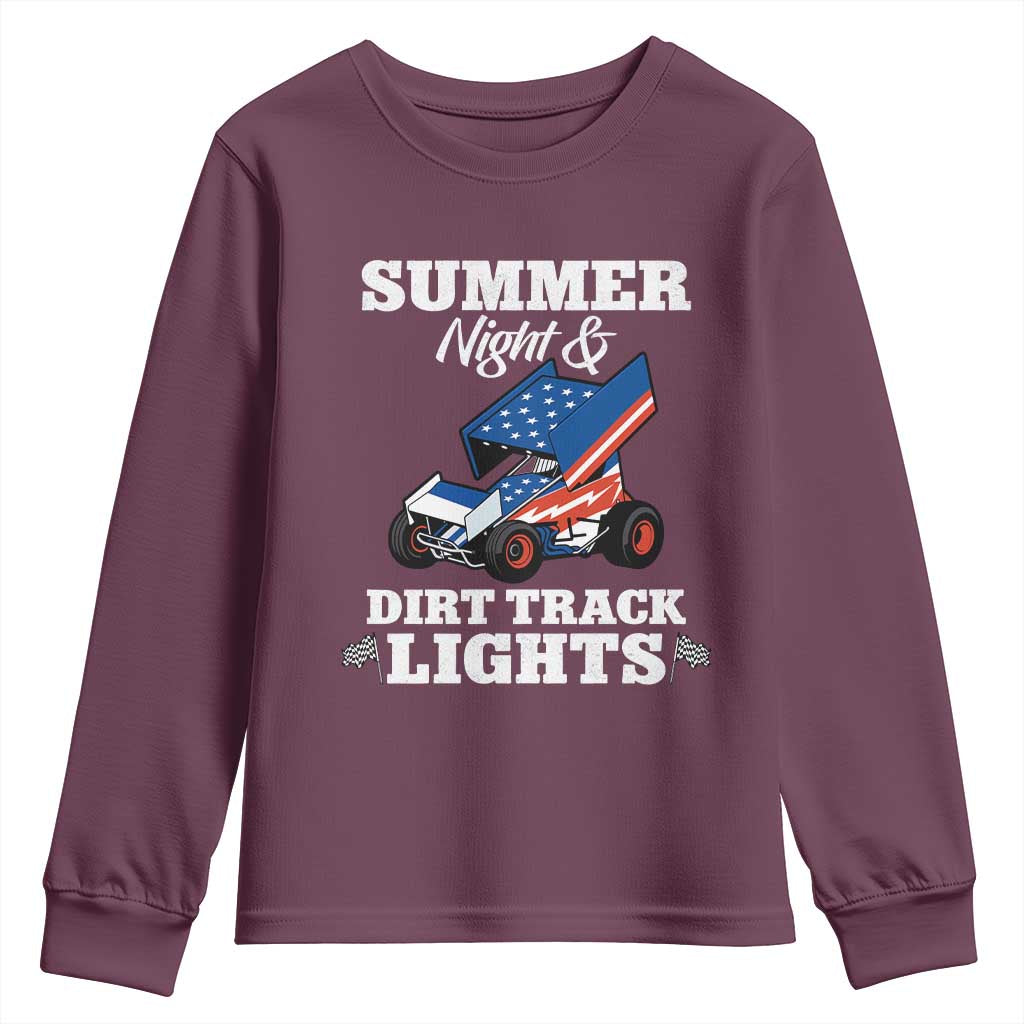 Sprint Car Racing Youth Sweatshirt Summer Nights And Dirt Track Lights - Wonder Print Shop